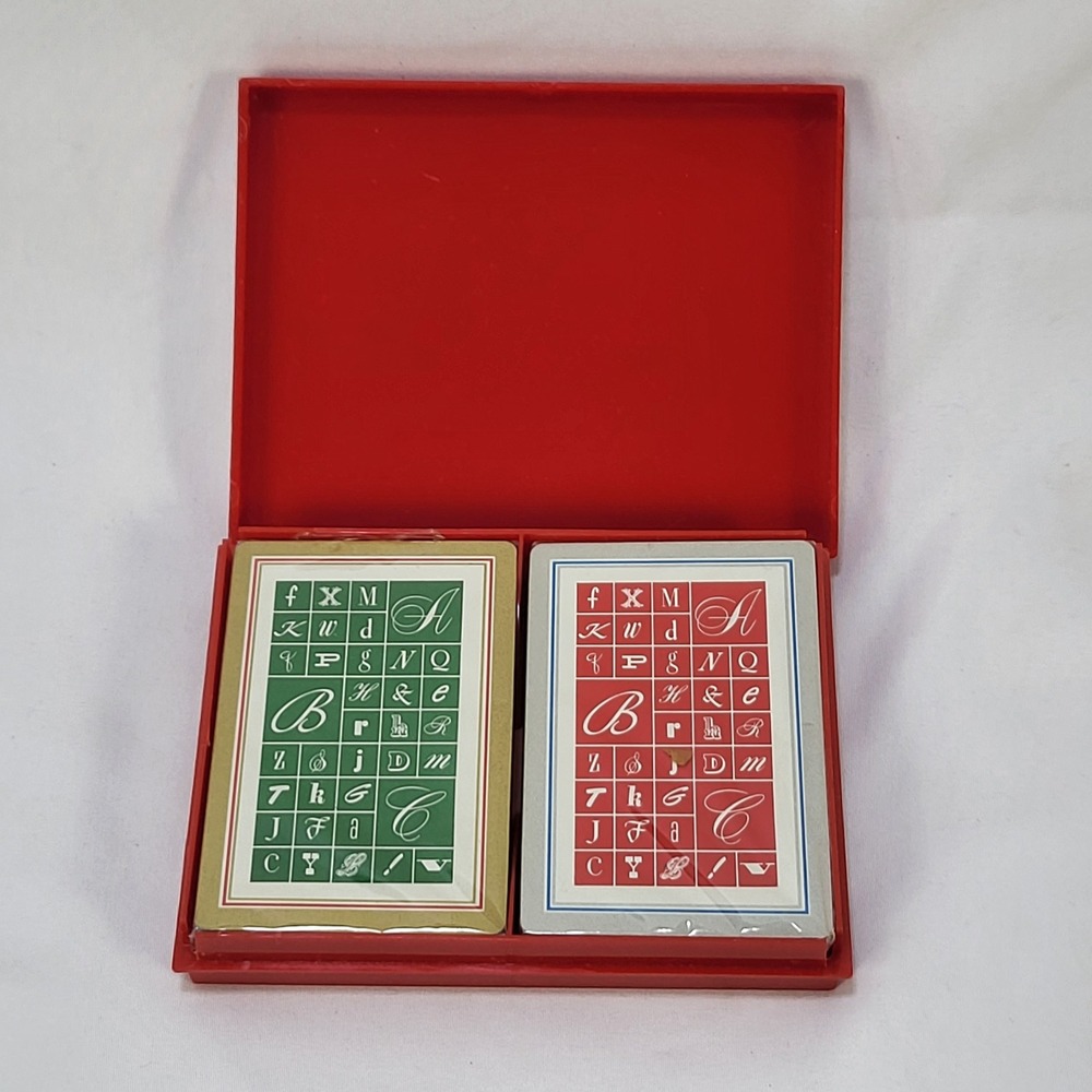 Redislip Playing Cards 2 Deck Set Sealed Green Red Alphabet Red Plastic Case